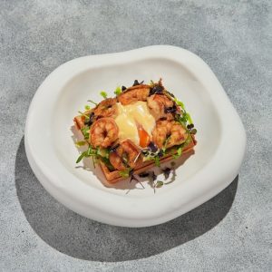 Бельгийская вафля с тигровыми креветками